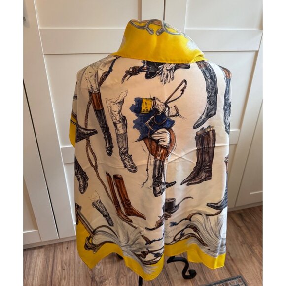 VTG Hermès Scarf “Propos de Bottes” Xavier De Poret Equestrian 34" Silk read HTF